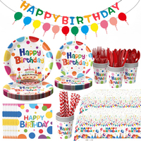 Ensemble de fournitures pour fête d'anniversaire à pois colorés pour la décoration de fête d'anniversaire des enfants