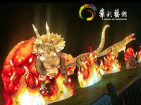 Lampe de forme carrée personnalisable Triceratops dinosaure lanterne chinoise métal satiné décorations de fête de festival traditionnel chinois