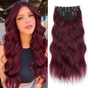 Extensions de cheveux synthétiques ondulés blonds miel de 24 pouces, 4 pièces, résistantes à la chaleur, pour femmes - Product Image 4