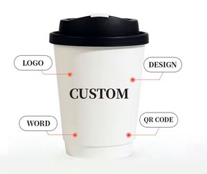 Vaso de Papel Desechable de Doble Pared con Impresión Personalizada para Llevar, 8oz 10oz 12oz 16oz, con Tapas para Bebidas Calientes - Product Image 5