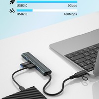 Nouveauté - Hub USB C 4 en 1 en alliage d'aluminium avec 4 ports USB 3.0 5 Gbps et port d'alimentation pour ordinateur portable, PC, MacBook, Surface