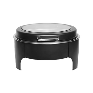 Ensemble de réchauds de buffet ronds noirs de 6 L, luxe, avec couvercle en verre à fermeture douce, chauffe-plats moderne, équipement de <span class=keywords><strong>restauration</strong></span> hydraulique - Product Image 2