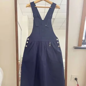 Custom Lady's overalls pinafore baggy popular new vestido style solid color temperament loose large women's dress manufacturer