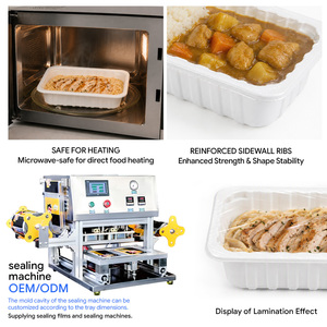 Barquette alimentaire en PP thermoscellable, barquette en plastique jetable pour repas, compatible micro-ondes, sans BPA, barquette d'emballage pour repas prêts à consommer, OEM ODM personnalisé - Product Image 3