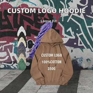 Custom Logo French Terry Hooded Sweatshirt Oversized Pullover <b>Hoodie</b> Streetwear for <b>Men</b> - Product Image 2
