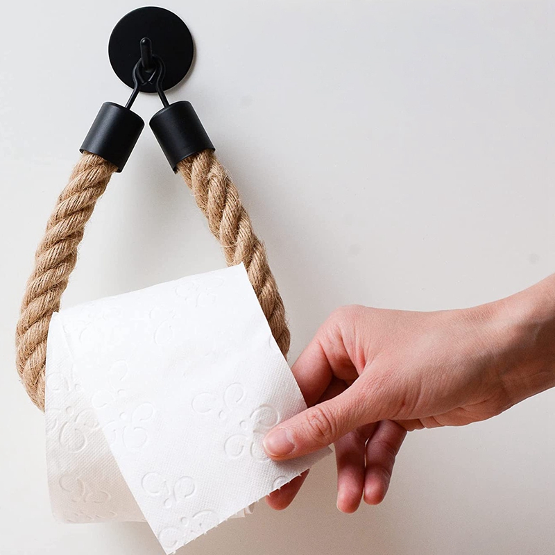 Curtain Rack Nautical Rope Toilet Paper Holder With Anchor Hook - Beach Themed Bathroom Decor Bathroom Hooks For Towels - View #5