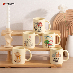 Ceramic <b>Gift</b> Coffee Mug Custom Logo Promotional Personalized Tasse Taza Creamy Yellow Ceramic Microwaveable Mug - Product Image 6