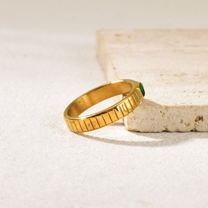Bagues en acier inoxydable imperméables et anti-ternissement les <span class=keywords><strong>plus</strong></span> belles, plaquées or, avec pierres carrées en zircon, bijoux pour femmes - Product Image 3