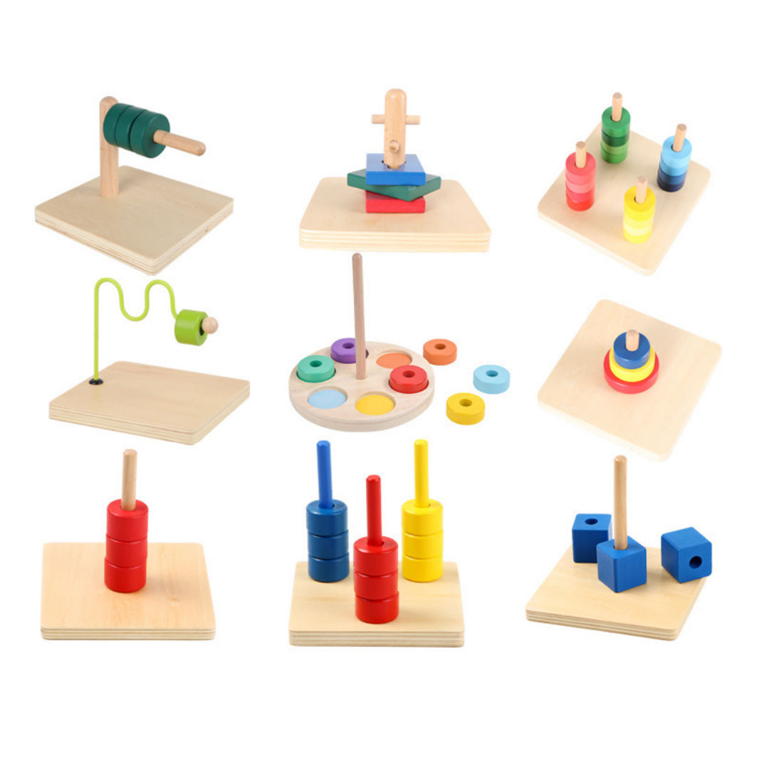 Material Montessori matemáticas niños sensorial preescolar enseñanza  aprender discos en pasador Horizontal educación juguetes de madera