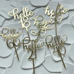 Ins Style Acrílico Cake Topper Cake Decoración <span class=keywords><strong>Hello</strong></span> 18 21 30 40 50 60 Número Cake Topper - Product Image 2