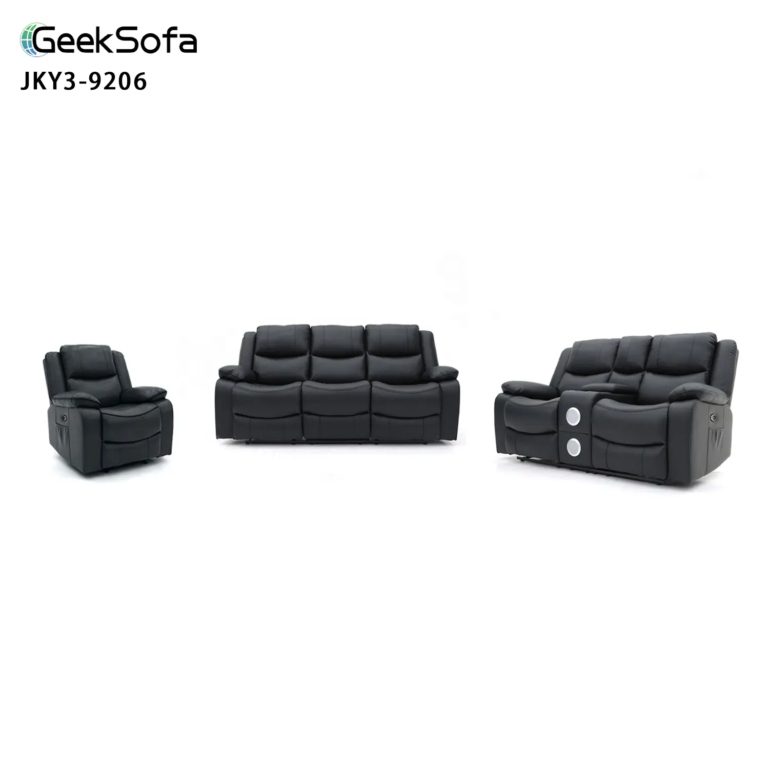 Geeksofa 3 + 2 + 1 Air หนังไฟฟ้าเคลื่อนไหวชุดโซฟาผู้เอนกายพร้อมคอนโซลและลําโพงบลูทูธสําหรับเฟอร์นิเจอร์ห้องนั่งเล่น