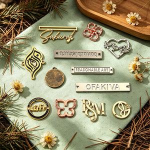 Premium Custom Metal Brand Plates Personalized Logo Sewable Metal <b>Labels</b> Private <b>Name</b> Tags for Handbags Wallets Apparel - Product Image 3