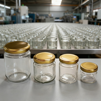 Bocaux en verre transparent pour épices et miel, 370 ml, 8 oz, 16 oz, avec couvercle à vis hermétique, contenants alimentaires pour l'emballage du lait et du sucre