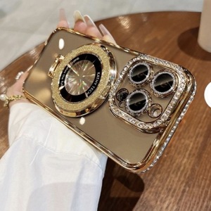 เหมาะสำหรับเคสโทรศัพท์ iPhone16ที่มีขอบชุบโลหะด้วยไฟฟ้าและขาตั้งกลิตเตอร์ไล่ระดับสีสำหรับ iPhone 15รุ่นใหม่17โปรแมกซ์ - Product Image 2