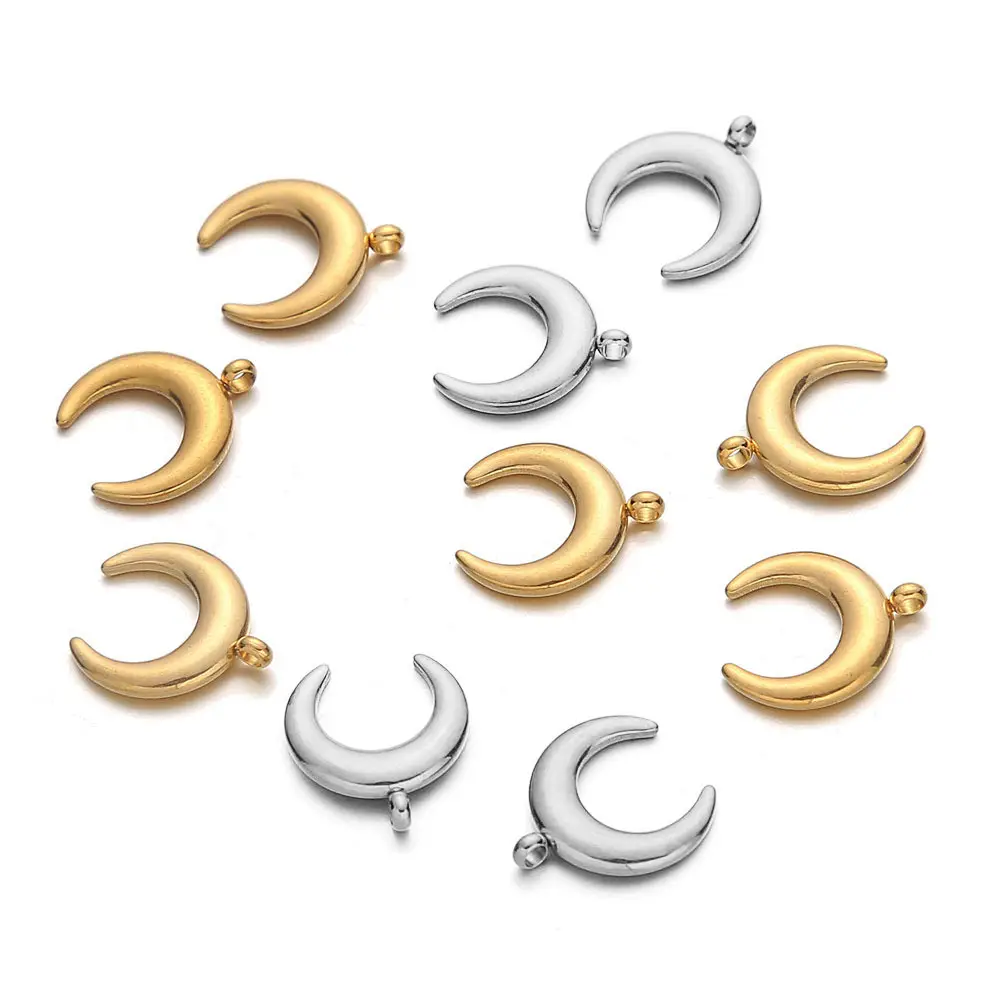 Non Aanslag Pvd Vergulde Rvs Hoorn Hanger Crescent Moon Charm Voor Sieraden Maken Ketting Diy