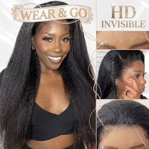 Peluca frontal de encaje HD 13x4 13x6 con cabello humano liso Yaki 4C Kinky <span class=keywords><strong>Edge</strong></span> para mujeres negras, pelucas frontales de encaje Yaki baratas con encaje precortado - Product Image 6