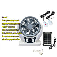 Ventilateur de table à énergie solaire, rechargeable par USB, ventilateur de camping avec lumière LED, batterie externe 3600mAh, ventilateur portable pour l'extérieur et la maison