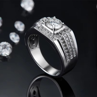 Bague de mariage en argent sterling S925 de l'usine de bijoux fins 1 carat rond VVS1 Moissanite pour hommes