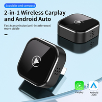 Adaptador Inalámbrico 2 en 1 para Coche, Mini Reproductor Multimedia Portátil con CarPlay y Android Auto, Dongle USB para Coche