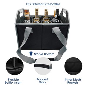Portador de Vino Plegable y Reutilizable para 12 Botellas con Correa para el Hombro, para Guardar Licores, Champán, Cerveza, Vasos, Compras y Viajes - Product Image 3