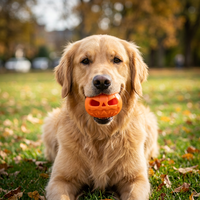 Jouet pour chien en caoutchouc en forme de citrouille, mignon, qui couine et change de couleur pour Halloween