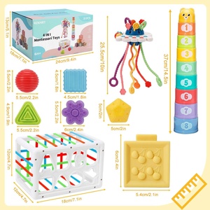 Bé cảm giác 4 trong <span class=keywords><strong>1</strong></span> Montessori đồ chơi cảm giác khối xây dựng xếp chồng khối phát triển đồ chơi cho <span class=keywords><strong>1</strong></span> năm tuổi cậu bé cô gái Quà Tặng - Product Image 2