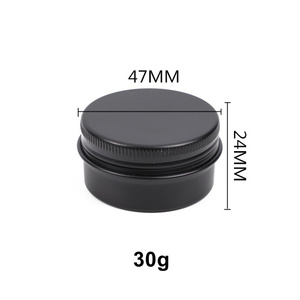 30ml 30g 47*24mm Petit Rond <span class=keywords><strong>DIY</strong></span> <span class=keywords><strong>Baume</strong></span> À Lèvres Stockage Noir Aluminium Pot Cosmétiques Emballage Conteneur Boîte En Étain Bougie Boîte En Étain - Product Image 1