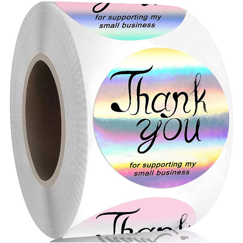 High-Viscosity Reflective Laser Holiday Birthday Card Envelope Sealing Sticker Waterproof UV ‘Thank You’ LABELLING Carton