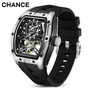 CHANCE JC-9-198G-6 Reloj Mecánico para Hombre con Logotipo Personalizado, 30M Resistente al Agua, Correa de Silicona Luminosa, Esfera Hueca, Alarma, Cuadrado - Product Image 4