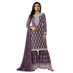Traje indio y pakistaní de talla grande Net Palazzo Salwar Dupatta, conjunto de vestido de novia, ropa inspirada en proveedor mayorista - Product Image 1