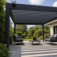 Pergola motorisée Jiake avec toit à lames orientables en aluminium et capteur vent/pluie, écologique, 3x3m, pour terrasse arrière-cour