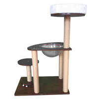 Grand arbre à gratter mural moderne pour chat, meuble en bois peu encombrant avec griffoir en sisal pour usage intérieur