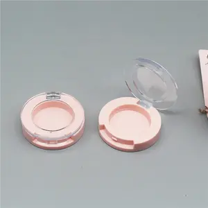 Paleta de sombras pigmentadas redonda rosa para dia 100mm, embalagem compacta personalizada de pó, base, blush, 26.5 peças