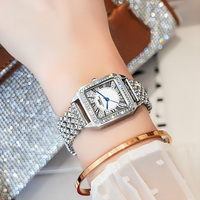 Montres pour femmes en acier inoxydable, étanches, de luxe, entièrement serties de diamants, quartz, CZ