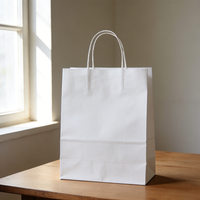 Sac en papier kraft blanc personnalisé avec poignées, écologique, de luxe, biodégradable, avec votre propre logo