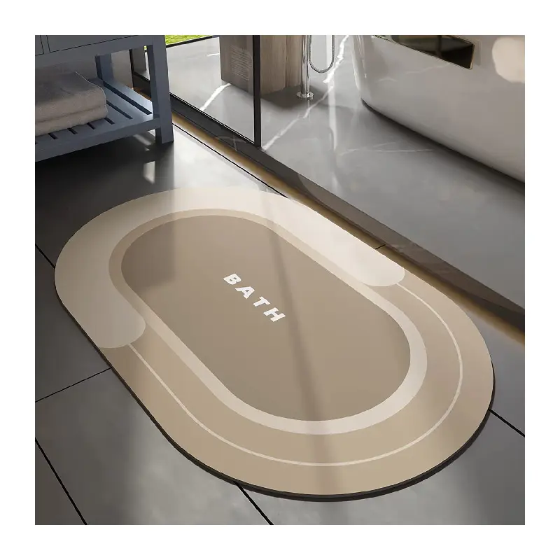 Non slip Rubber Bath Mat for Bath Room Water Absorbent Kitchen Mat Printing Anti slip Door Mat