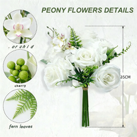 Künstlicher Blumenstrauß mit Rosen, Ranunkeln, Calla-Lilien, Eukalyptus und Schleierkraut in Verschiedenen Farben, Handgefertigt für Weihnachten und Hochzeiten