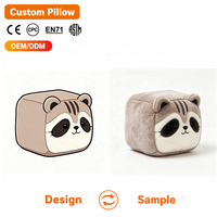 Coussin cube en peluche personnalisé en forme de raton laveur, jouet en peluche doux, cadeau en gros pour fêtes et événements pour enfants et adultes