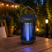 Lanterne anti-moustiques solaire d'extérieur avec poignée en métal et piquet de fixation pour jardin et camping