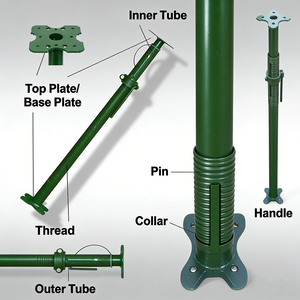 可调节支顶杆 镀锌脚手架制造商 支顶配件 脚手架支顶千斤顶 钢支顶千斤顶支柱 - Product Image 2