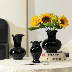 <span class=keywords><strong>Vaso</strong></span> in Vetro Ambrato Fatto a Mano con Bordo Ondulato, Stile Nordico, Arancione, per Decorazione Casa, Contenitore Idroponico Vintage con Bordo Smerlato - Product Image 4