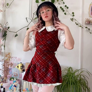 Vestido Chaleco sin Mangas a Cuadros con Falda Plisada en Bloques de Color, Estilo Casual de Punto para Mujer, Moda Urbana - Product Image 3