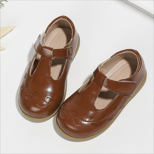 Nouvelles Chaussures Habillées en Cuir Marron pour Petites Filles, Modèle Performance Design, Type T-Bar Princesse Mary Jane Plates - Product Image 1