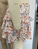 Jupes de tennis décontractées pour filles, imprimées, style swing fluide, mini évasées, plissées, taille haute, à volants superposés avec short intégré pour tout-petits