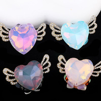 Perles en argile 3D Cœur Ailes d'ange à trou droit pour DIY Stylo Chaîne de téléphone portable Chaîne de sac Accessoires