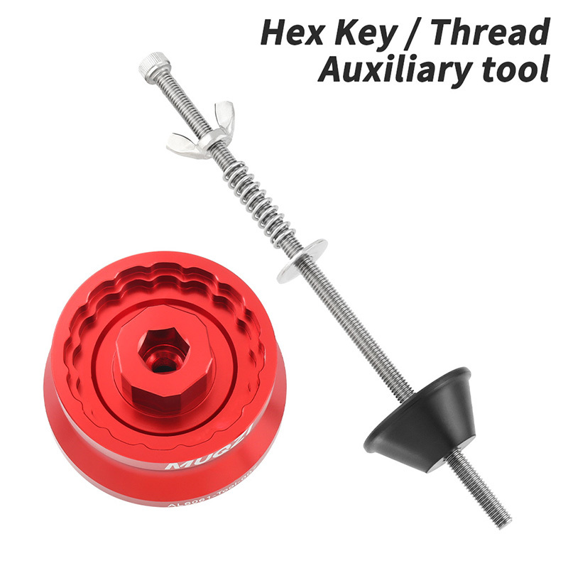 Llave hexagonal/rosca+herramienta auxiliar-rojo