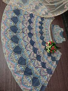 ชุดแต่งกายบอลลีวู้ดตาข่ายเนื้อนิ่มสำหรับผู้หญิงพิมพ์ลายเรียงตามลำดับน้ำหนักเบาจากดีไซเนอร์สำหรับผู้หญิงสไตล์ดั้งเดิม - Product Image 3