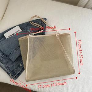 Casual Summer Hollow Out Totes Bag Bolso de hombro de malla de playa de gran capacidad Bolso de compras de natación al aire libre - Product Image 4