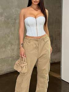 Top Corsé Blanco con Cordones, Color Sólido, Moldeador para Mujer, Prenda Exterior, Cinturilla Ajustada, Top Reductor para Mujer - Product Image 3