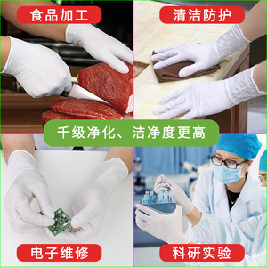 12-inch white food-grade acid and <b>alkali</b> resistant nitrile gloves, thickened and extended, special protective gloves for - Product Image 5